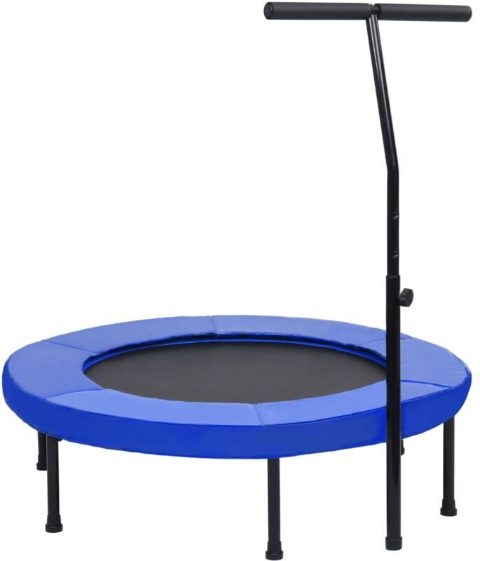 VIDAXL Trampolino da Fitness con Manico e Tappetino di Sicurezza 102cm - Blu VIDAXL Trampolino da Fitness con Manico e Tappetino di Sicurezza 102cm - Blu