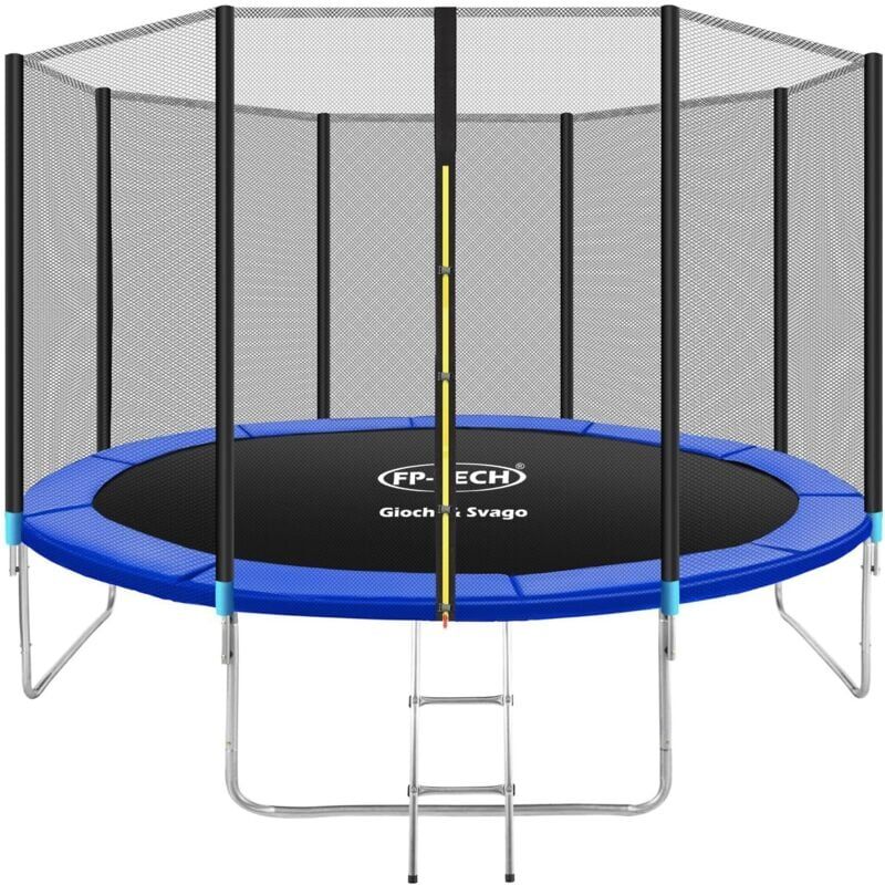 FP-TECH Trampolino Elastico Da Giardino 2,45 M Ø Per Esterno O Interno + Rete FP-TECH Trampolino Elastico Da Giardino 2,45 M Ø Per Esterno O Interno + Rete