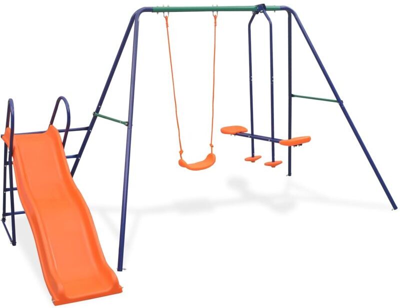 YOUTHUP Set Altalene con Scivolo e 3 Sedili Arancione - Arancione - Youthup YOUTHUP Set Altalene con Scivolo e 3 Sedili Arancione - Arancione - Youthup