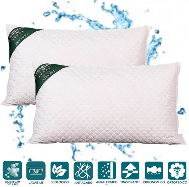 EVERGREENWEB MATERASSI & BEDS EVERGREENWEB - Cuscini Letto Coppia 40x40 alti 15 cm 2 Guanciali EVERGREENWEB MATERASSI & BEDS EVERGREENWEB - Cuscini Letto Coppia 40x40 alti 15 cm 2 Guanciali