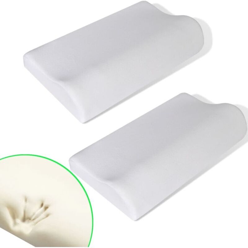 VIDAXL Set 2 pz Cuscino ortopedico per il collo di schiuma con memoria VIDAXL Set 2 pz Cuscino ortopedico per il collo di schiuma con memoria