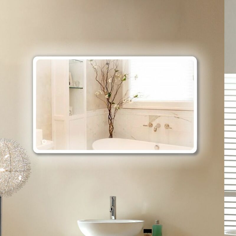 BATHRINS ®Specchio da bagno con angolo tondo/Con funzione