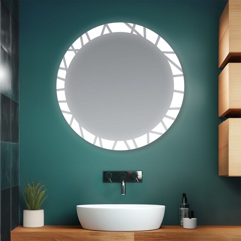 INBAGNO Specchio bagno retroilluminato LED Diam. 80 cm con cornice decorata