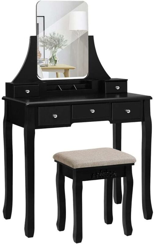 Songmics - VASAGLE Toletta, Tavolo da Trucco con Grande Specchio Senza Songmics - VASAGLE Toletta, Tavolo da Trucco con Grande Specchio Senza