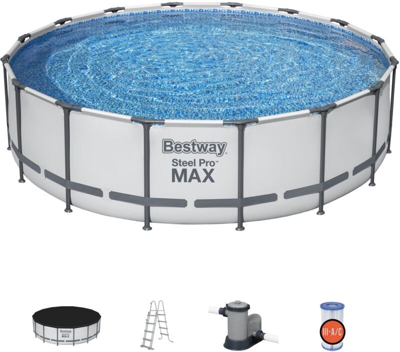 BESTWAY Piscina fuoriterra tonda Steel Pro Max Set 5612Z 488x122cm con pompa BESTWAY Piscina fuoriterra tonda Steel Pro Max Set 5612Z 488x122cm con pompa