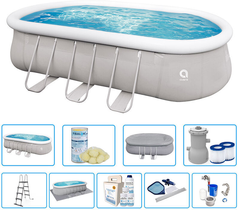 AVENLI Piscina Fuori Terra Ovale Chinook Grey 6,10 X 3,60 X H 1,22 M - Kit Pro AVENLI Piscina Fuori Terra Ovale Chinook Grey 6,10 X 3,60 X H 1,22 M - Kit Pro