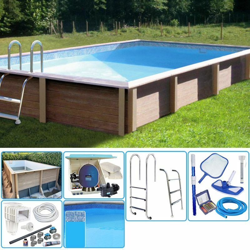 NATURALIS Kit Piscina Cemento Effetto Legno Naturalis Rettangolare 4,67 X 3,24 X