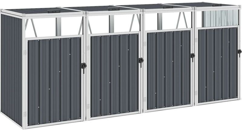 YOUTHUP Copri Bidone Rifiuti Quadruplo Grigio 286x81x121 cm in Acciaio - Grigio YOUTHUP Copri Bidone Rifiuti Quadruplo Grigio 286x81x121 cm in Acciaio - Grigio