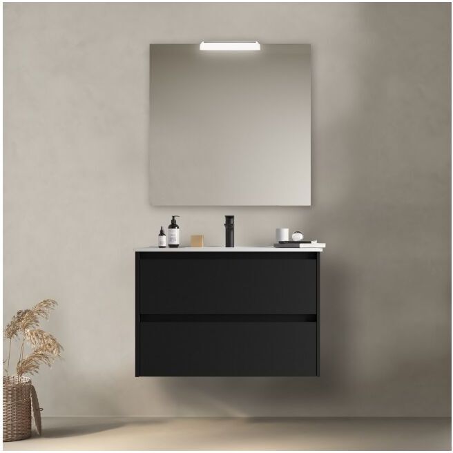 CAESAROO Mobile bagno sospeso 80 cm in legno marrone Caledonia con lavabo in CAESAROO Mobile bagno sospeso 80 cm in legno marrone Caledonia con lavabo in