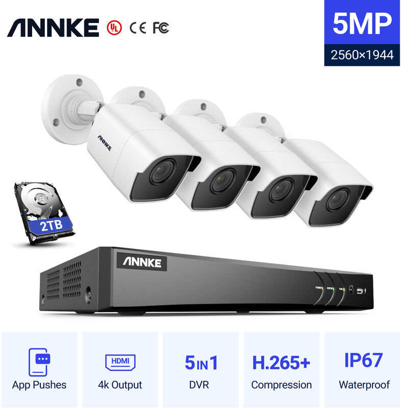 ANNKE Sistema di telecamere CCTV 8 canali Ultra HD 4K H.265 + DVR e 4 ANNKE Sistema di telecamere CCTV 8 canali Ultra HD 4K H.265 + DVR e 4