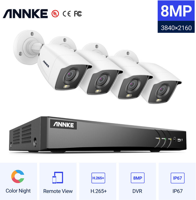 ANNKE Sistema di telecamere di sicurezza DVR 4K Ultra HD con visione notturna ANNKE Sistema di telecamere di sicurezza DVR 4K Ultra HD con visione notturna