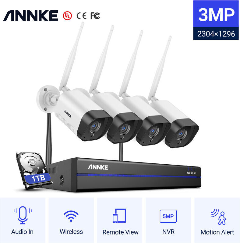 ANNKE Sistema di telecamere di sicurezza IP WiFi 8CH con 4 telecamere di ANNKE Sistema di telecamere di sicurezza IP WiFi 8CH con 4 telecamere di
