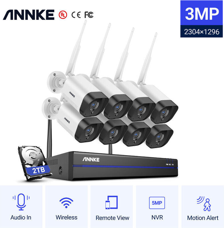 ANNKE Sistema di telecamere di sicurezza IP WiFi 8CH con 8 telecamere di ANNKE Sistema di telecamere di sicurezza IP WiFi 8CH con 8 telecamere di