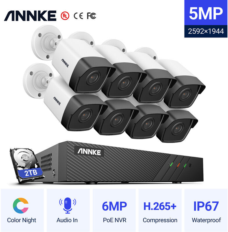ANNKE Kit di videosorveglianza Sistema di videosorveglianza di rete PoE Super ANNKE Kit di videosorveglianza Sistema di videosorveglianza di rete PoE Super