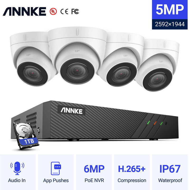 ANNKE Sistema di videosorveglianza di rete PoE Super HD 5MP, NVR di