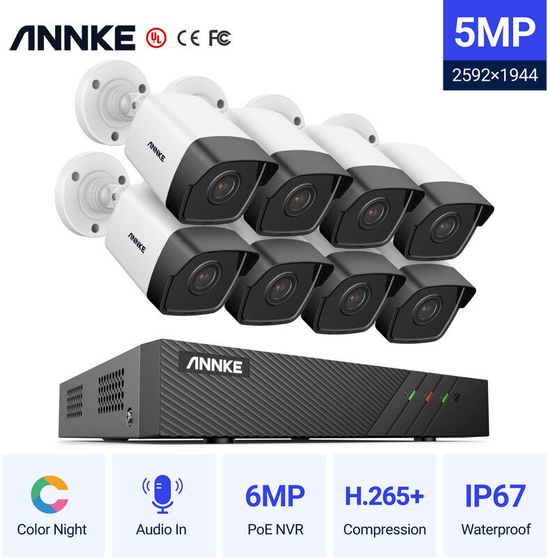 ANNKE Sistema di videosorveglianza di rete PoE Super HD 5MP, NVR di ANNKE Sistema di videosorveglianza di rete PoE Super HD 5MP, NVR di