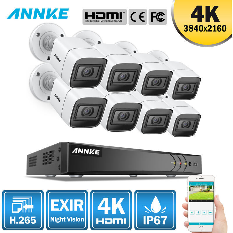 ANNKE Kit di videosorveglianza Sistema di telecamere CCTV DVR Ultra HD 4K ANNKE Kit di videosorveglianza Sistema di telecamere CCTV DVR Ultra HD 4K