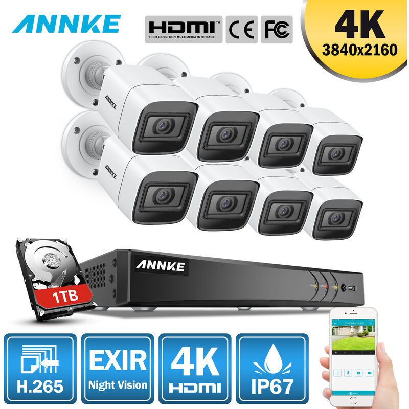 ANNKE Kit di videosorveglianza Sistema di telecamere CCTV DVR Ultra HD 4K ANNKE Kit di videosorveglianza Sistema di telecamere CCTV DVR Ultra HD 4K