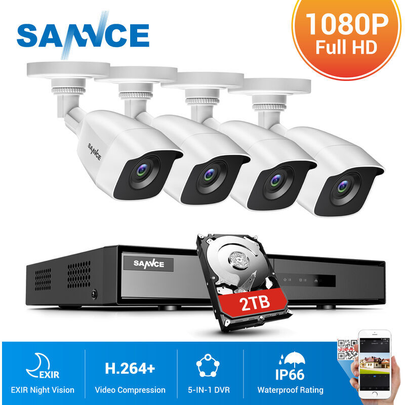 SANNCE Kit di videosorveglianza SANNCE Registratore DVR CCTV 5-in-1 con SANNCE Kit di videosorveglianza SANNCE Registratore DVR CCTV 5-in-1 con