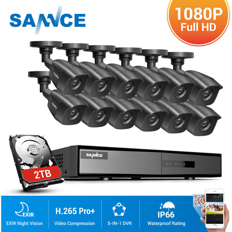 SANNCE Kit di videosorveglianza SANNCE Registratore DVR CCTV 5-in-1 con SANNCE Kit di videosorveglianza SANNCE Registratore DVR CCTV 5-in-1 con
