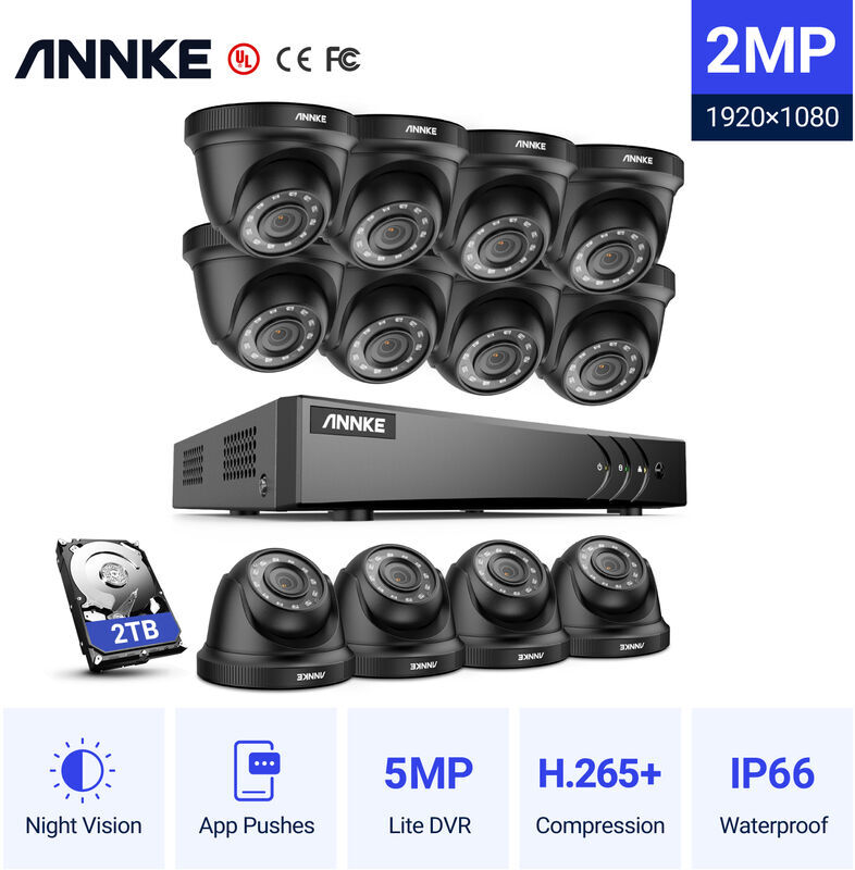 ANNKE Kit di videosorveglianza Sistema di telecamere di sicurezza CCTV a 16 ANNKE Kit di videosorveglianza Sistema di telecamere di sicurezza CCTV a 16