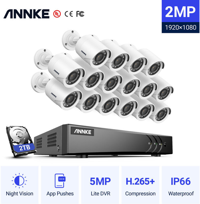 ANNKE Kit di videosorveglianza Sistema di telecamere di sicurezza CCTV a 16 ANNKE Kit di videosorveglianza Sistema di telecamere di sicurezza CCTV a 16