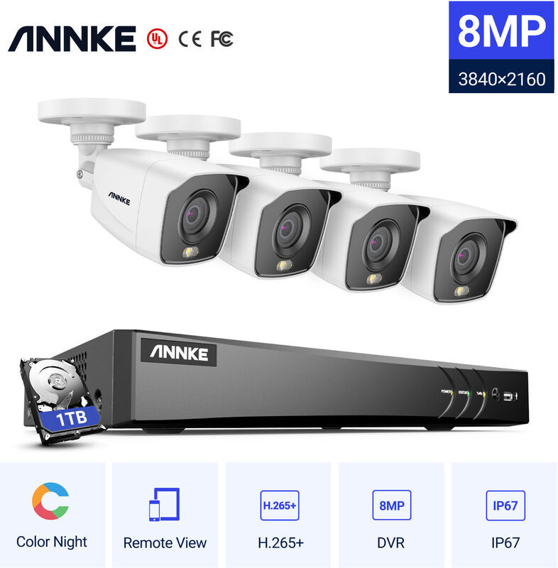 ANNKE Kit di videosorveglianza Sistema di telecamere di sicurezza DVR 4K ANNKE Kit di videosorveglianza Sistema di telecamere di sicurezza DVR 4K
