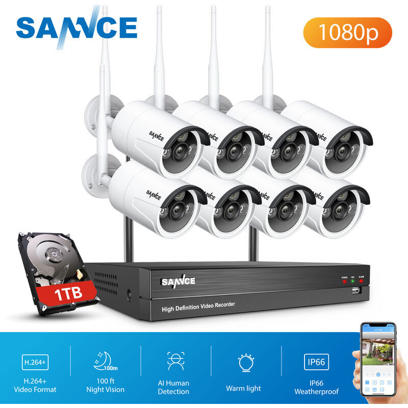 SANNCE Kit di videosorveglianza SANNCE Sistema di telecamere di sicurezza IP