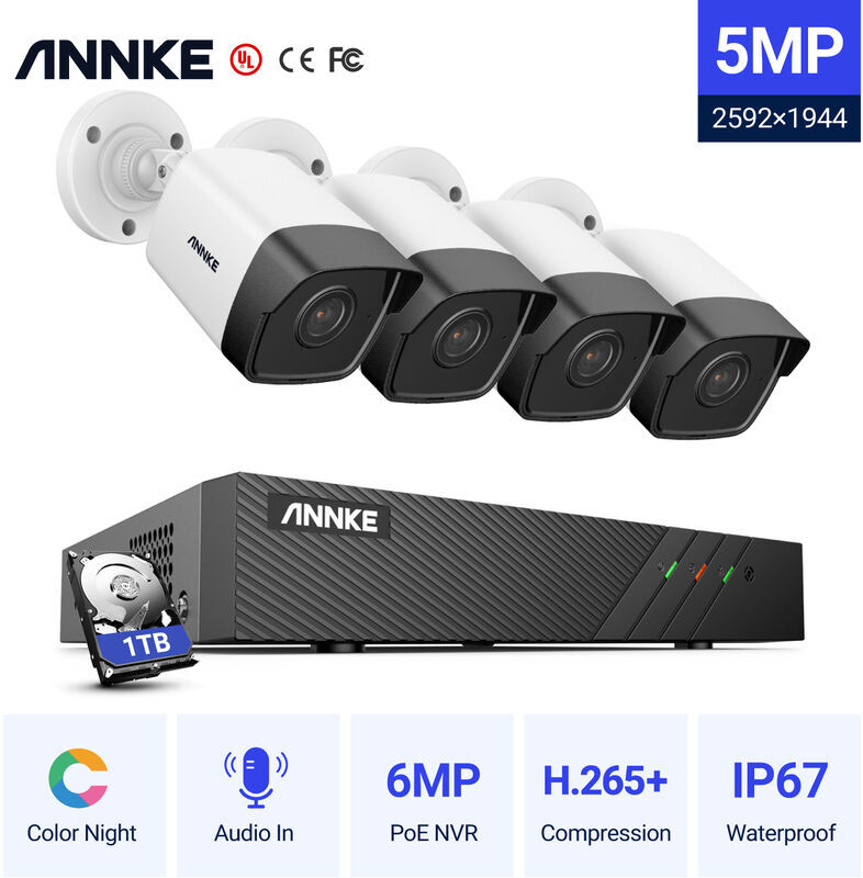 ANNKE Kit di videosorveglianza Sistema di videosorveglianza di rete PoE Super ANNKE Kit di videosorveglianza Sistema di videosorveglianza di rete PoE Super