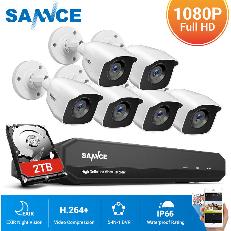 SANNCE Kit di videosorveglianza SANNCE Registratore DVR CCTV 5-in-1 con SANNCE Kit di videosorveglianza SANNCE Registratore DVR CCTV 5-in-1 con