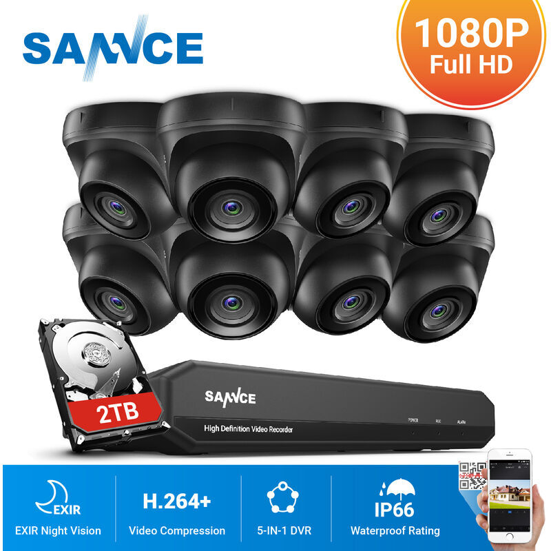 SANNCE Kit di videosorveglianza SANNCE Registratore DVR CCTV 5-in-1 con