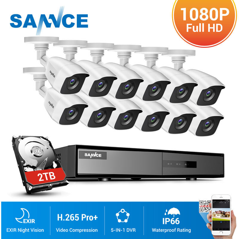 SANNCE Kit di videosorveglianza SANNCE Registratore DVR CCTV 5-in-1 con SANNCE Kit di videosorveglianza SANNCE Registratore DVR CCTV 5-in-1 con