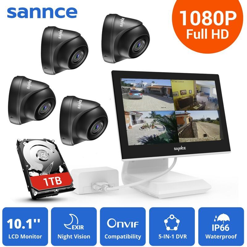 SANNCE Kit di videosorveglianza SANNCE Sistema di monitoraggio video 1080P con