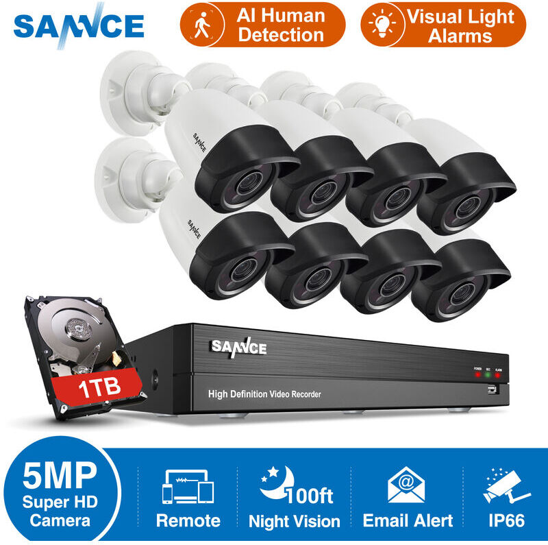 SANNCE Kit di videosorveglianza SANNCE Sistema di telecamere di sicurezza DVR SANNCE Kit di videosorveglianza SANNCE Sistema di telecamere di sicurezza DVR