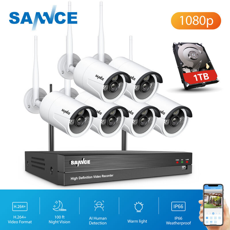 SANNCE Kit di videosorveglianza SANNCE Sistema di telecamere di sicurezza IP SANNCE Kit di videosorveglianza SANNCE Sistema di telecamere di sicurezza IP