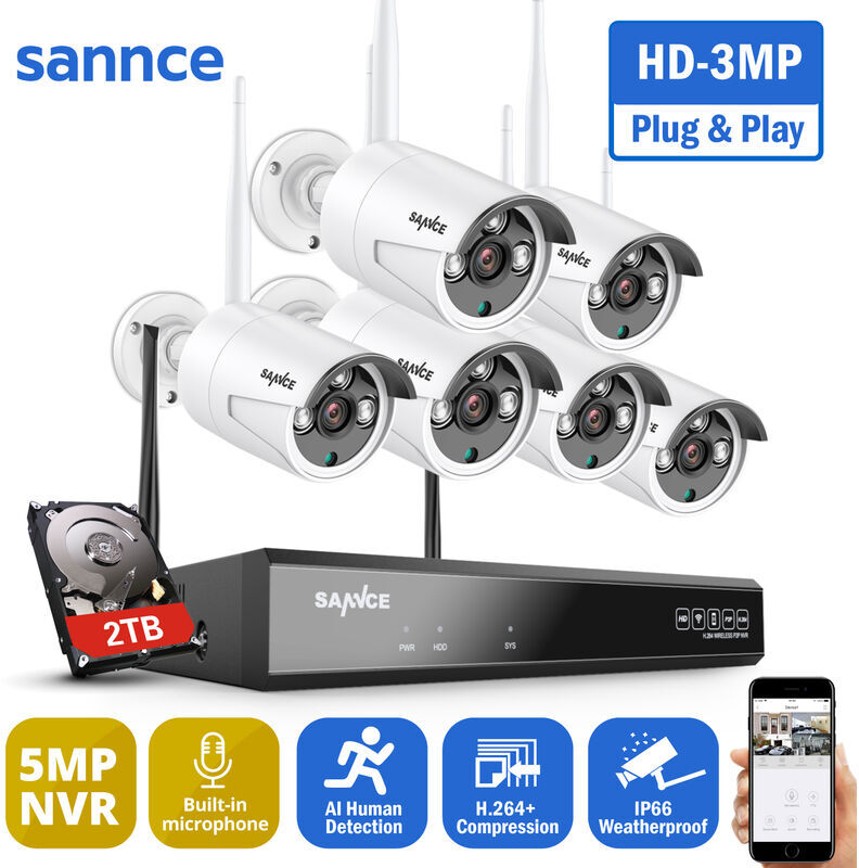 SANNCE Kit di videosorveglianza SANNCE Sistema di telecamere di sicurezza WiFi