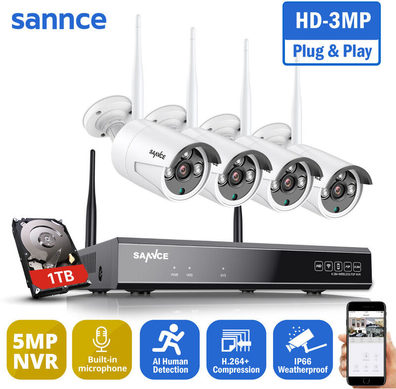 SANNCE Kit di videosorveglianza SANNCE Sistema di telecamere di sicurezza WiFi SANNCE Kit di videosorveglianza SANNCE Sistema di telecamere di sicurezza WiFi