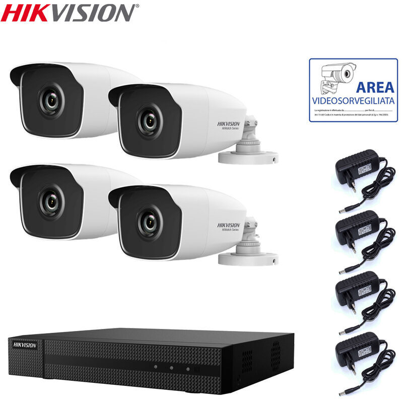 HIKVISION Kit Videosorveglianza Hikvision Dvr 4 Canali 4 Telecamere 4 Mpx