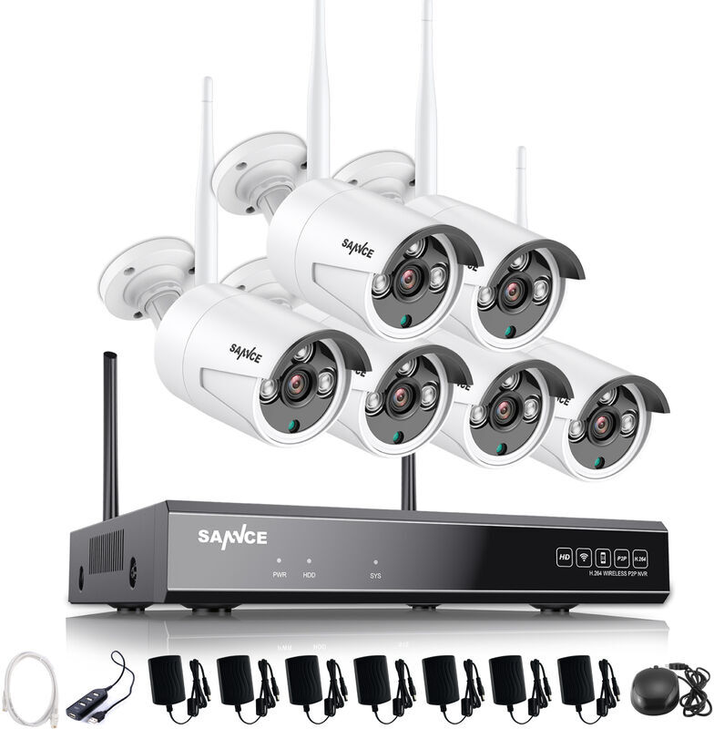 SANNCE 8CH 3MP Sistema di videosorveglianza wireless 5MP HDMI NVR con SANNCE 8CH 3MP Sistema di videosorveglianza wireless 5MP HDMI NVR con