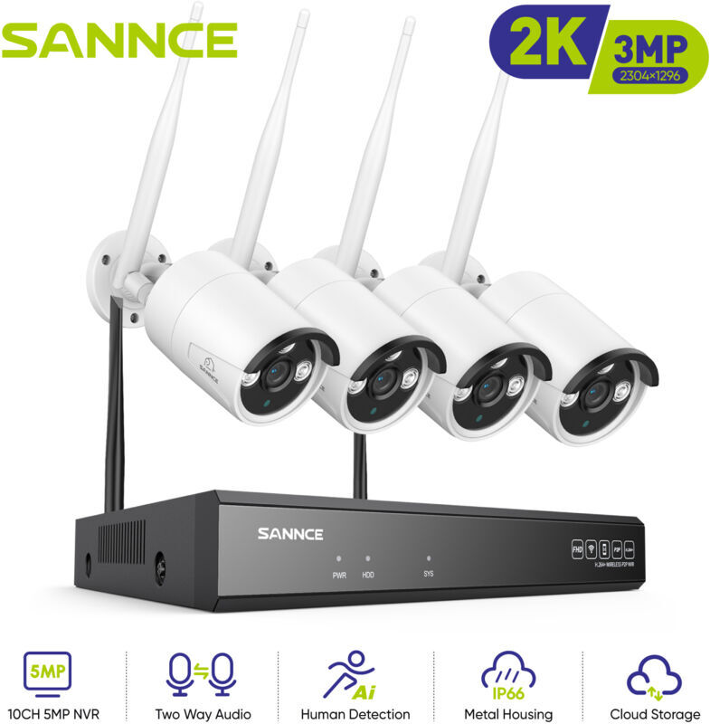 SANNCE 8CH 3MP Sistema di videosorveglianza wireless 5MP HDMI NVR con SANNCE 8CH 3MP Sistema di videosorveglianza wireless 5MP HDMI NVR con