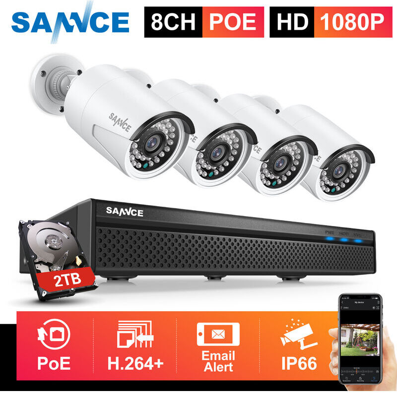 SANNCE Sistema di videosorveglianza di rete PoE 1080P FHD, NVR di SANNCE Sistema di videosorveglianza di rete PoE 1080P FHD, NVR di
