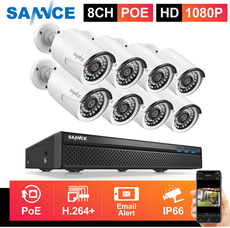 SANNCE Sistema di videosorveglianza di rete PoE 1080P FHD, NVR di SANNCE Sistema di videosorveglianza di rete PoE 1080P FHD, NVR di