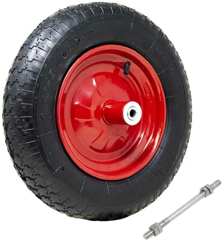 BAKAJI Ruota Pneumatica per Carriola 35cm Gomma 3.50-8 + Asse Lungo 210mm BAKAJI Ruota Pneumatica per Carriola 35cm Gomma 3.50-8 + Asse Lungo 210mm