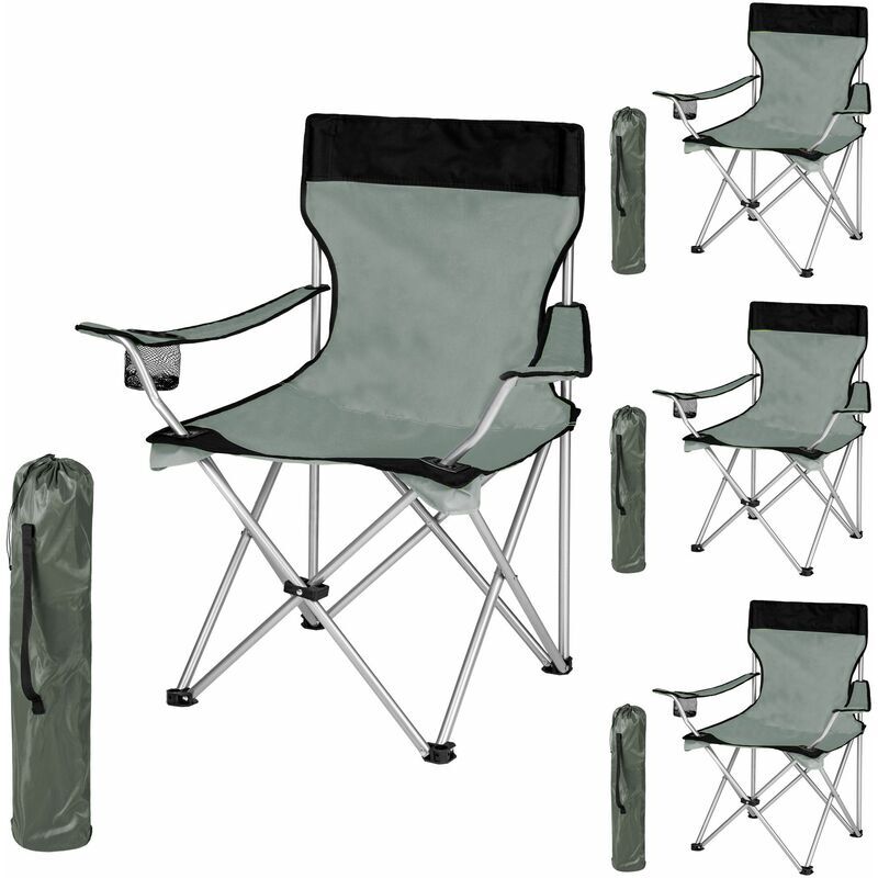 TECTAKE 4 sedie da campeggio - sedie pieghevoli, sedie campeggio - grigio