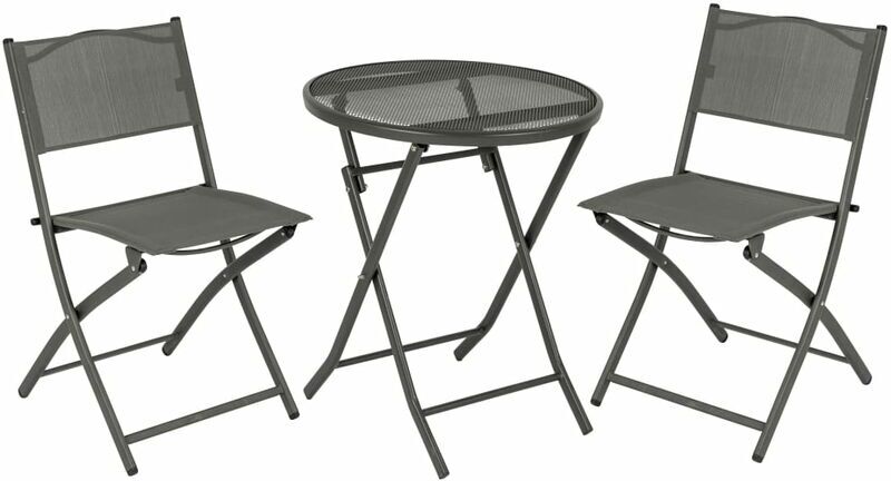 BO-CAMP Set da Bistrot Pieghevole 3 pz Grigio - Grigio - Bo-camp BO-CAMP Set da Bistrot Pieghevole 3 pz Grigio - Grigio - Bo-camp