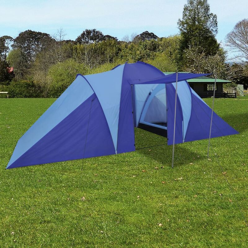 VIDAXL Tenda da campeggio per 6 persone blu marino / azzurro