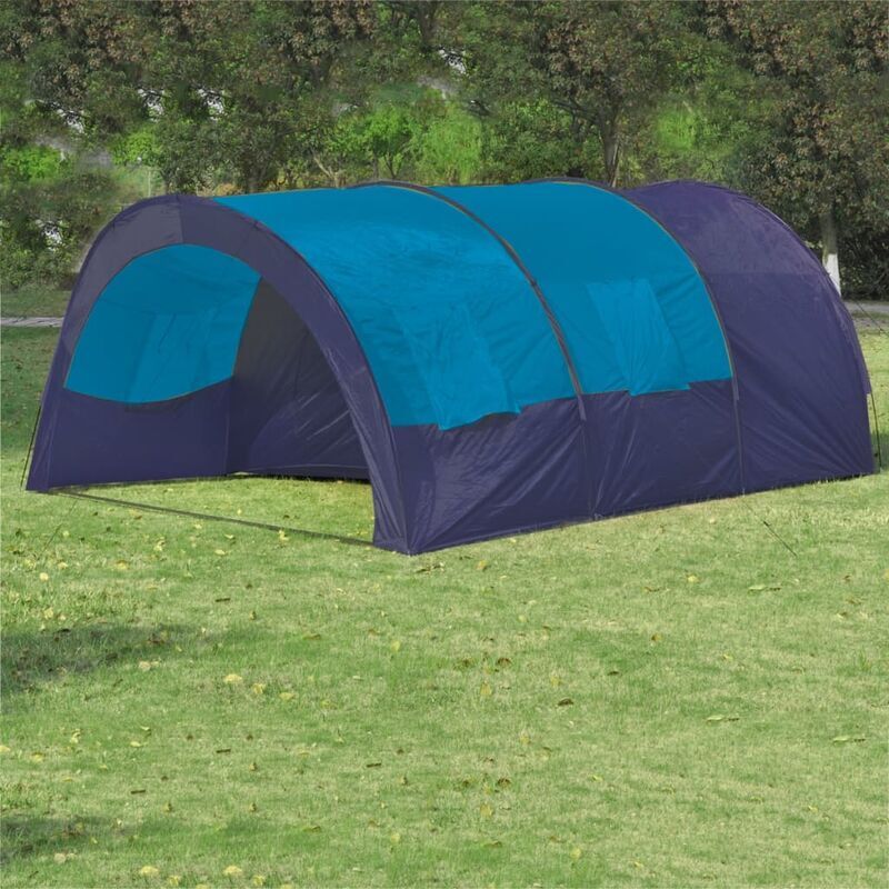 VIDAXL Tenda da Campeggio Poliestere per 6 Persone Blu Scuro e Azzurro