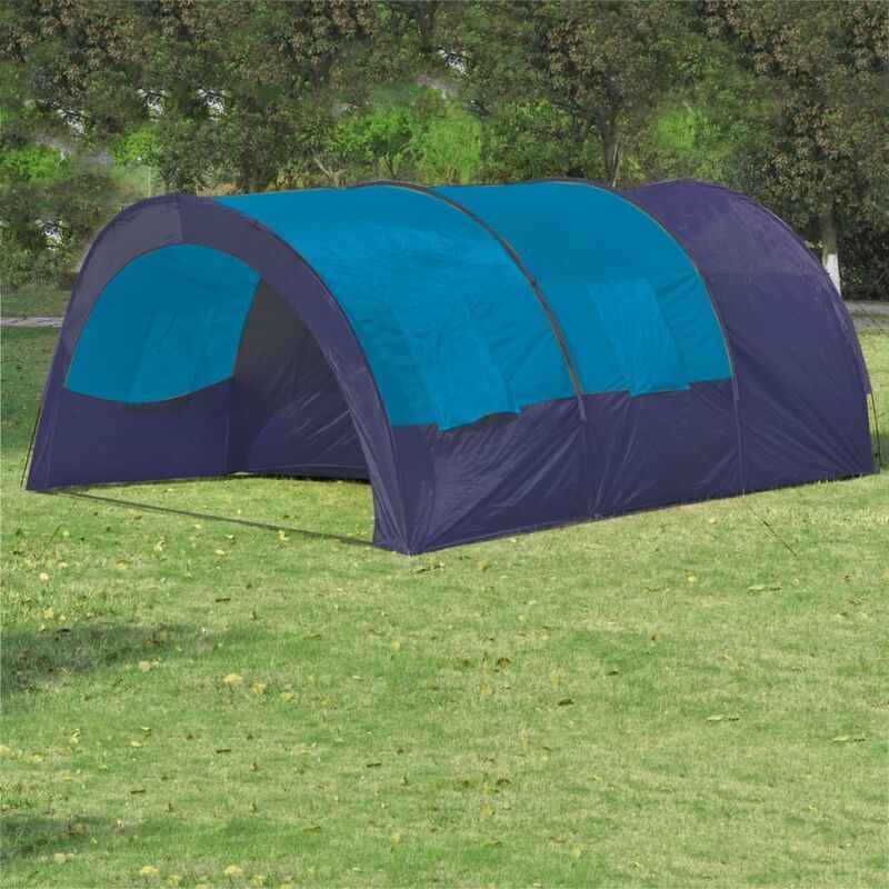 VIDAXL Tenda da Campeggio Poliestere per 6 Persone Blu Scuro e Azzurro VIDAXL Tenda da Campeggio Poliestere per 6 Persone Blu Scuro e Azzurro
