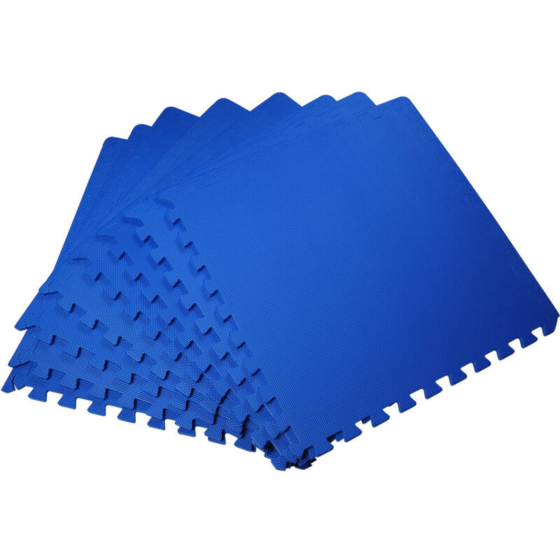 HOMCOM Tappeto Puzzle a Incastro Set 8 Pezzi 60x60cm, Blu - Homcom HOMCOM Tappeto Puzzle a Incastro Set 8 Pezzi 60x60cm, Blu - Homcom