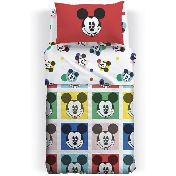 disney copriletto primaverile piazza e mezza mickey colors   in cotone caleffi